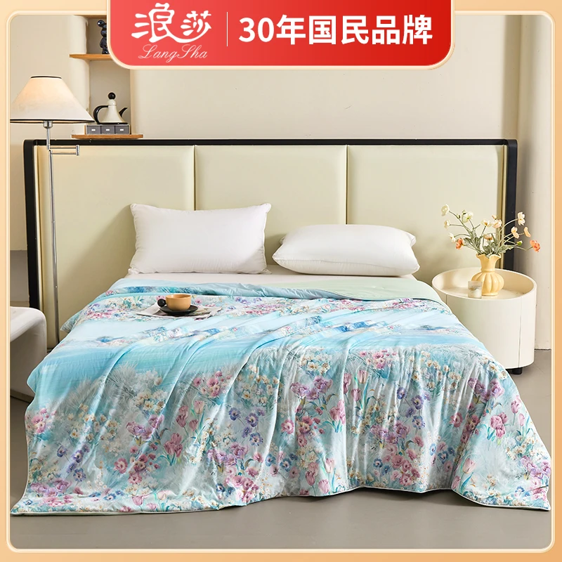 浪莎家纺艾草凉感数码印花空调被夏被jk