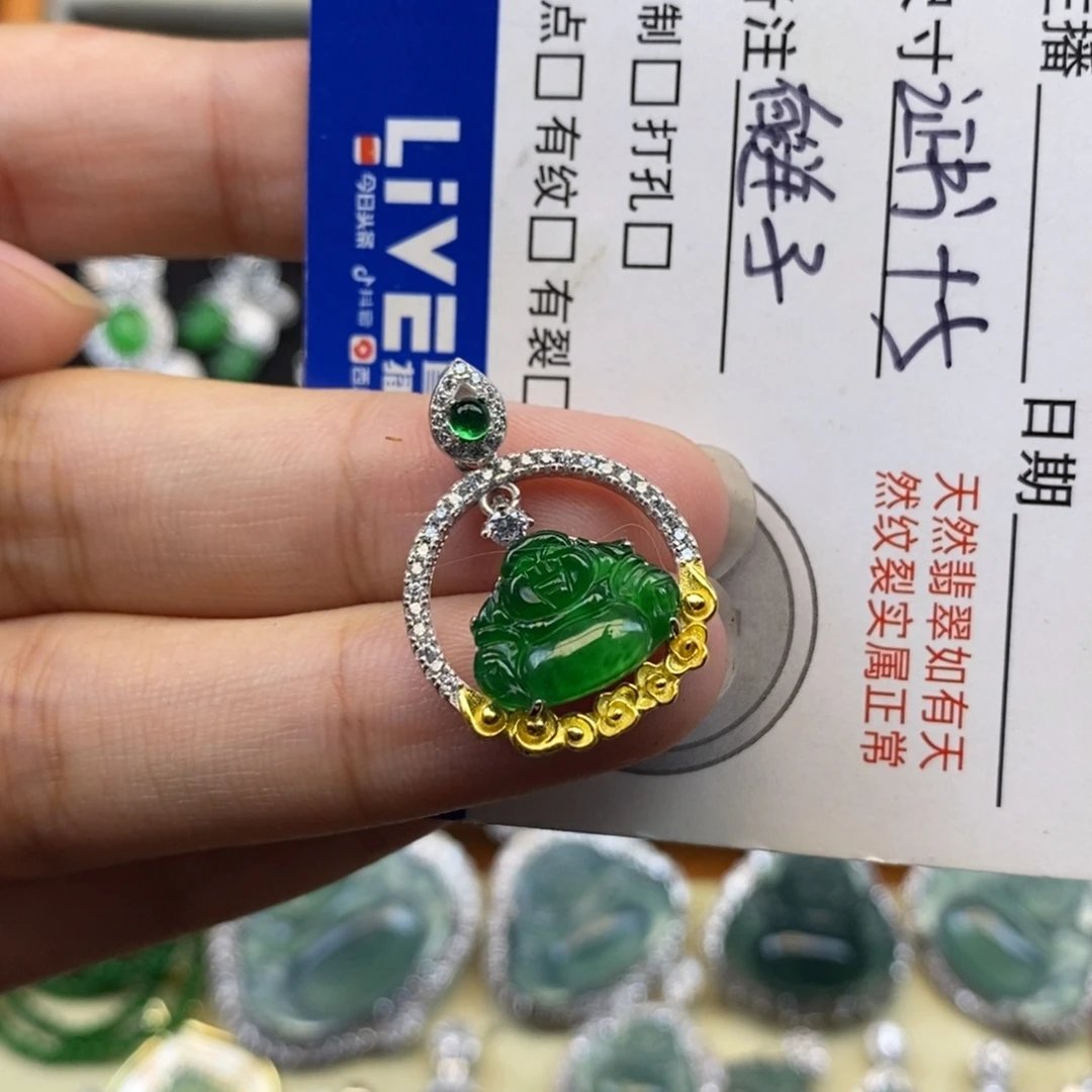 翡翠银S925镶嵌颈饰天然