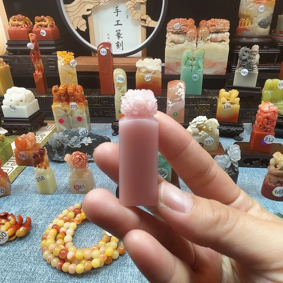 印石寿山石玫瑰花8