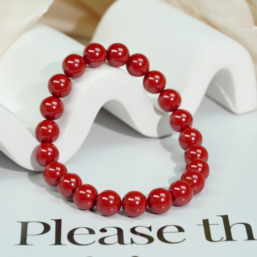 含辰砂工艺品【小北珠宝】朱砂手串22-25H139X418【约7.5mm+】