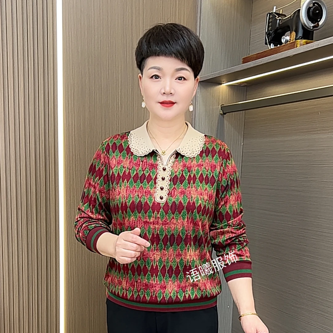常规款薄款中老年女装休闲洋气百搭长袖小衫F9068