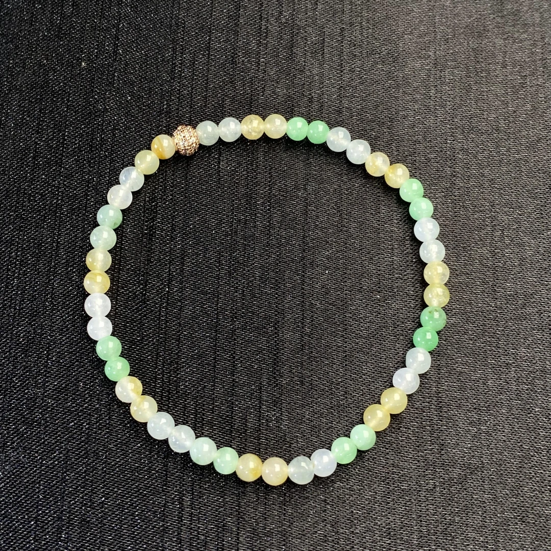 1天然缅甸翡翠A货三彩手串/600181/上海嘉禾拍卖