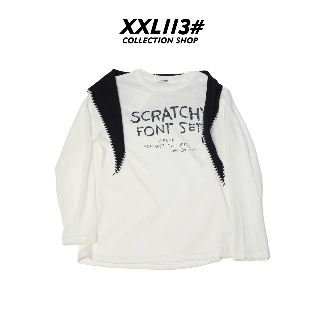 113* CENTRALIZED SHOP长袖速干字母印花显白慵懒风T恤X5F02H6813