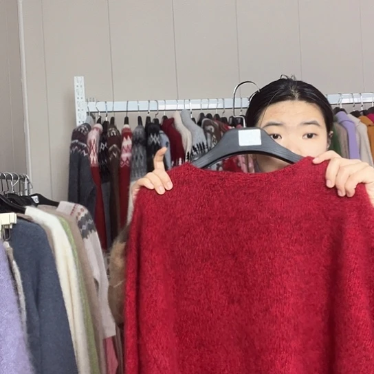 红色花纱上衣套头