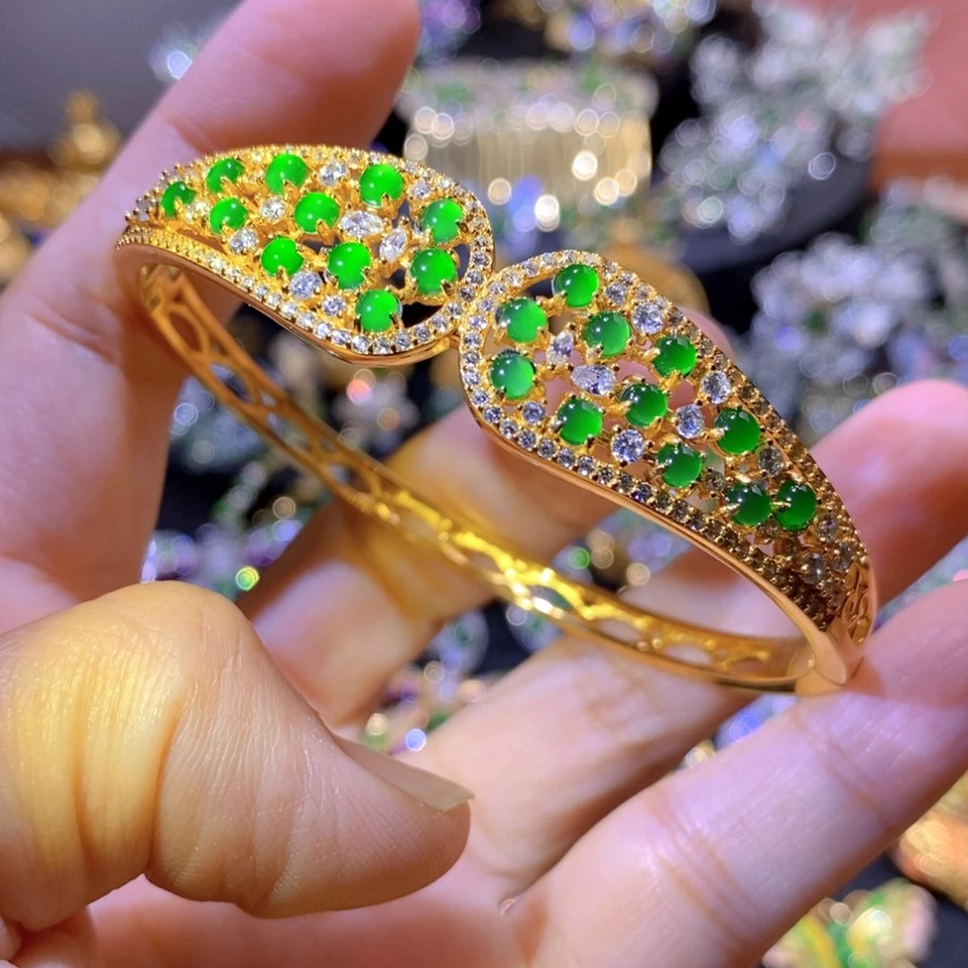 吊坠(不含链)银S925镶嵌翡翠