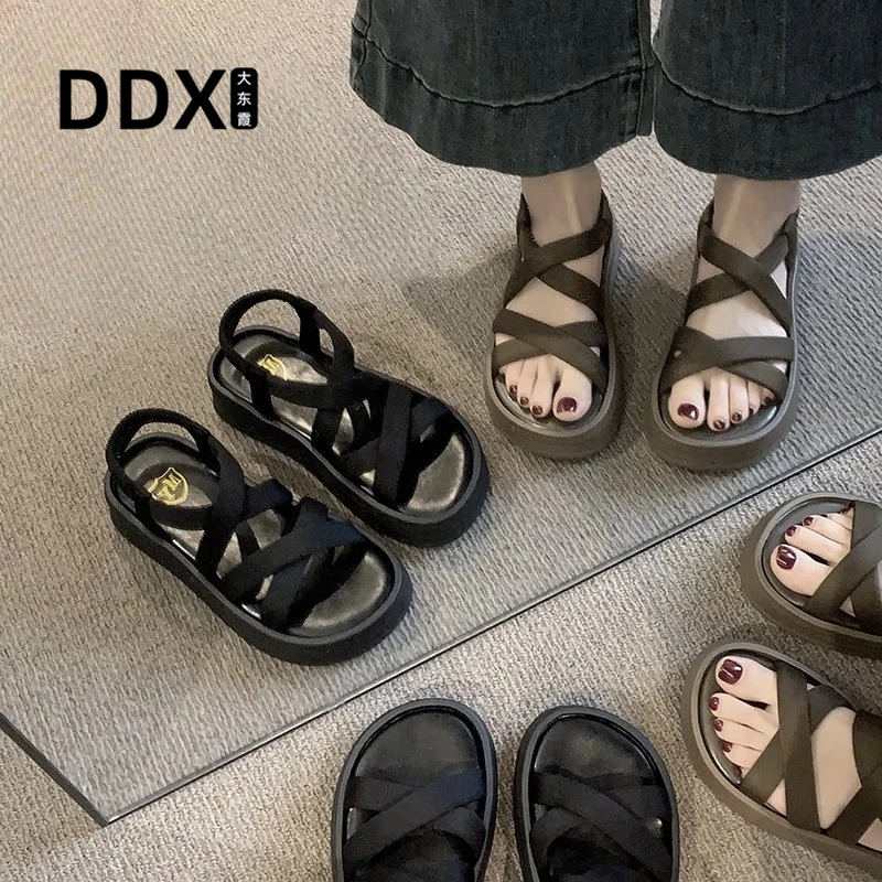 大东霞凉鞋女款2025年夏季新款百搭学生厚底流行休闲绝美外穿凉鞋