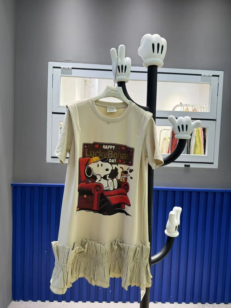 欧洲站5142#Bohan秀秀2025夏季新款阔版史努比连衣裙潮牌