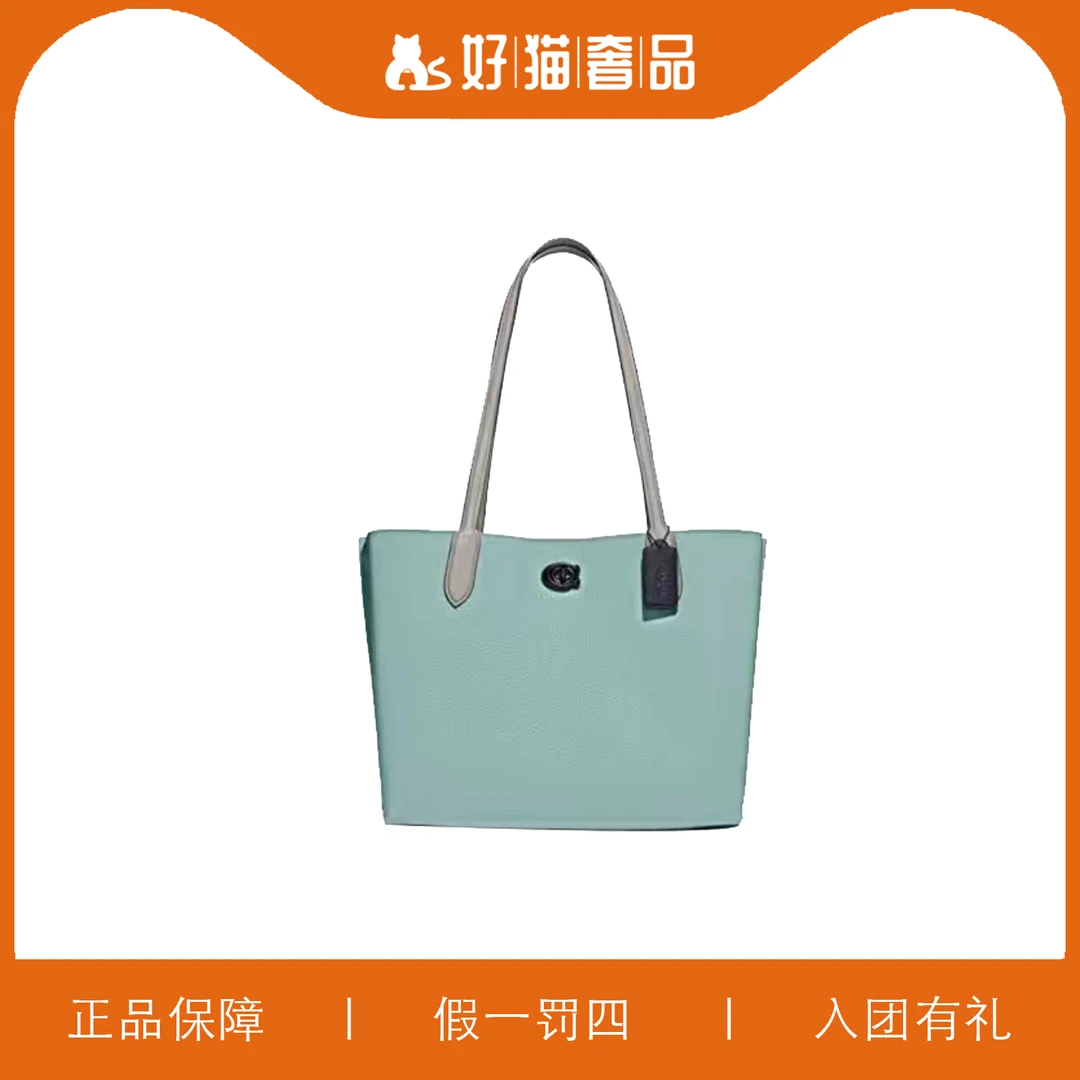 99新 COACH/蔻驰 蔻驰浅蓝色托特包/A5464/35X27X13