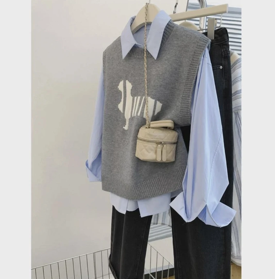 冬季新款绵羊绒马甲套装