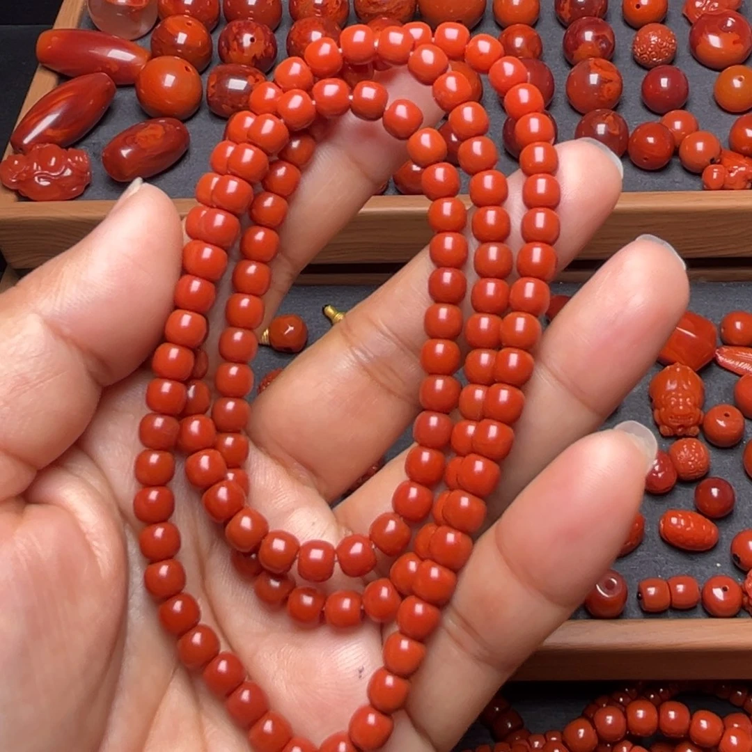 南红玛瑙配饰未镶嵌老型卡5.4mm108串