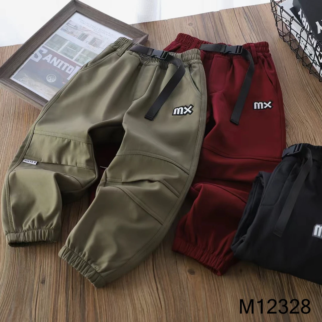 【MIEVE DUCK】冬儿童加绒软壳冲锋裤帅气工装裤休闲长裤12328