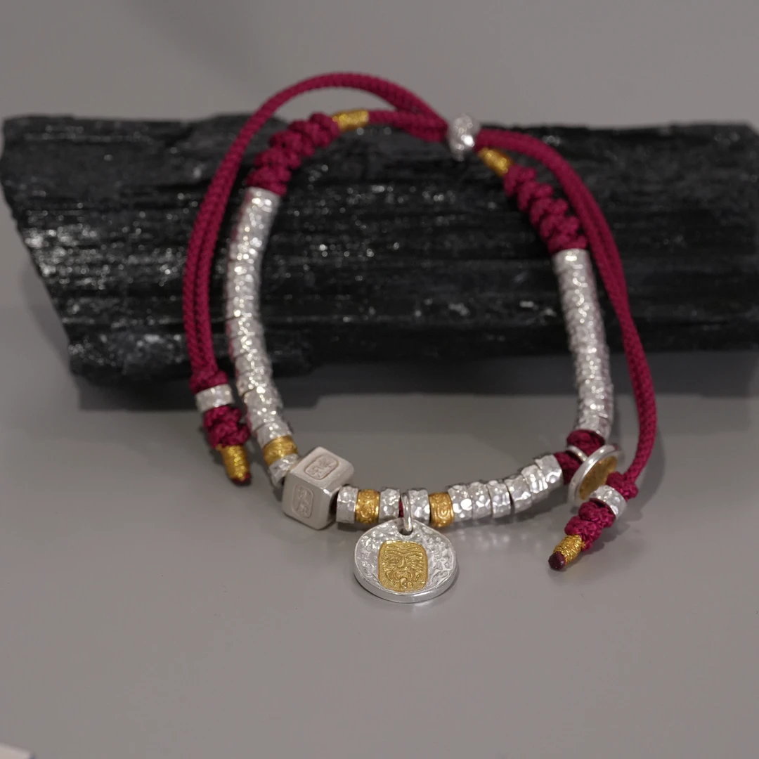 925银手链 【事事顺意】手作心念红色编绳 扎基拉姆手链 LSR