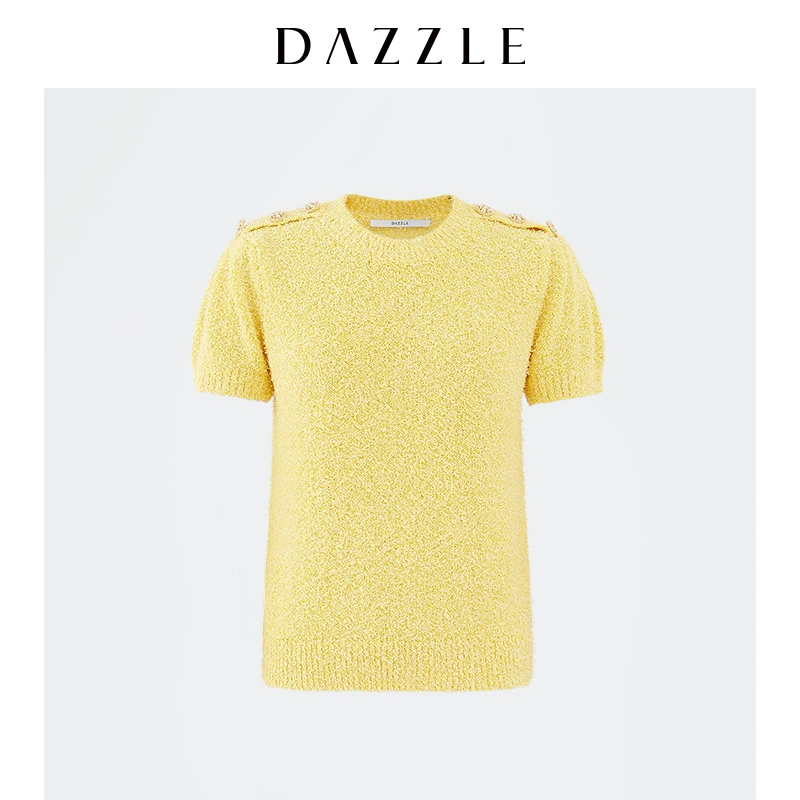 【MD】【精选】DAZZLE地素甜美泡泡袖短袖针织毛衣2D3E305