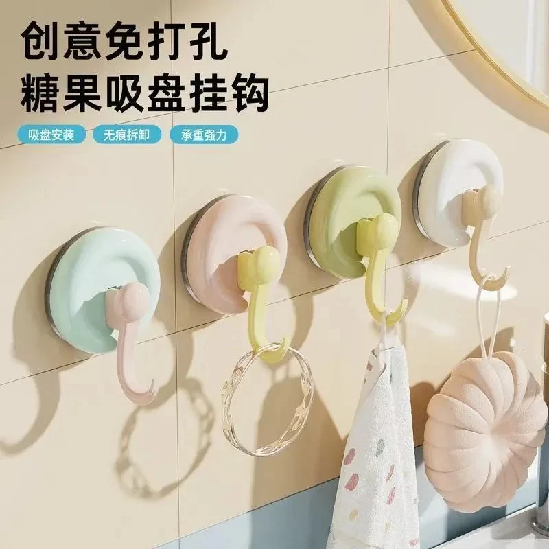 新款多巴胺吸盘挂钩粘胶挂衣钩浴室卫生间墙上承重毛巾无痕粘钩