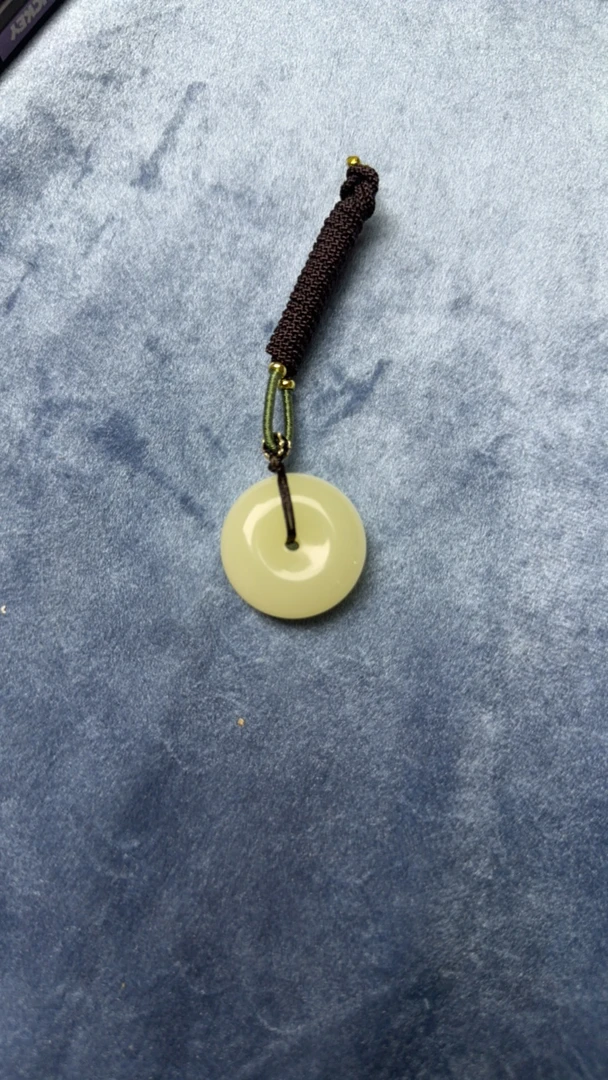 【壹舟专属】天然青海 30青色平安扣 配绳子带礼盒收藏品660