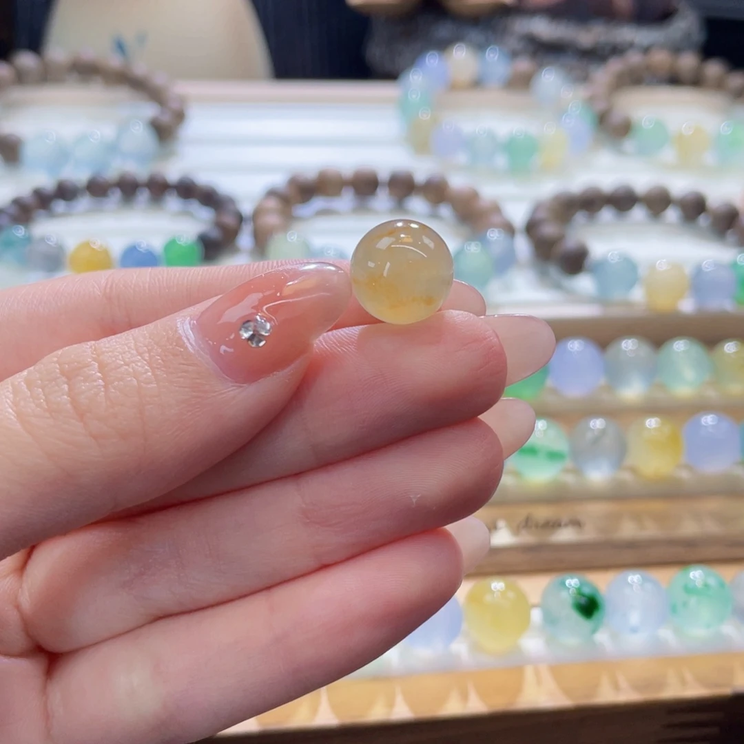 翡翠未镶嵌手链卡12.2橘黄