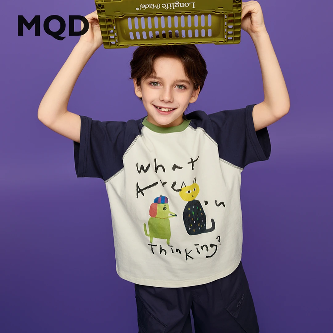 【凉感棉】MQD童装夏季新品插肩袖上衣亲肤舒适短袖T恤9652W0326