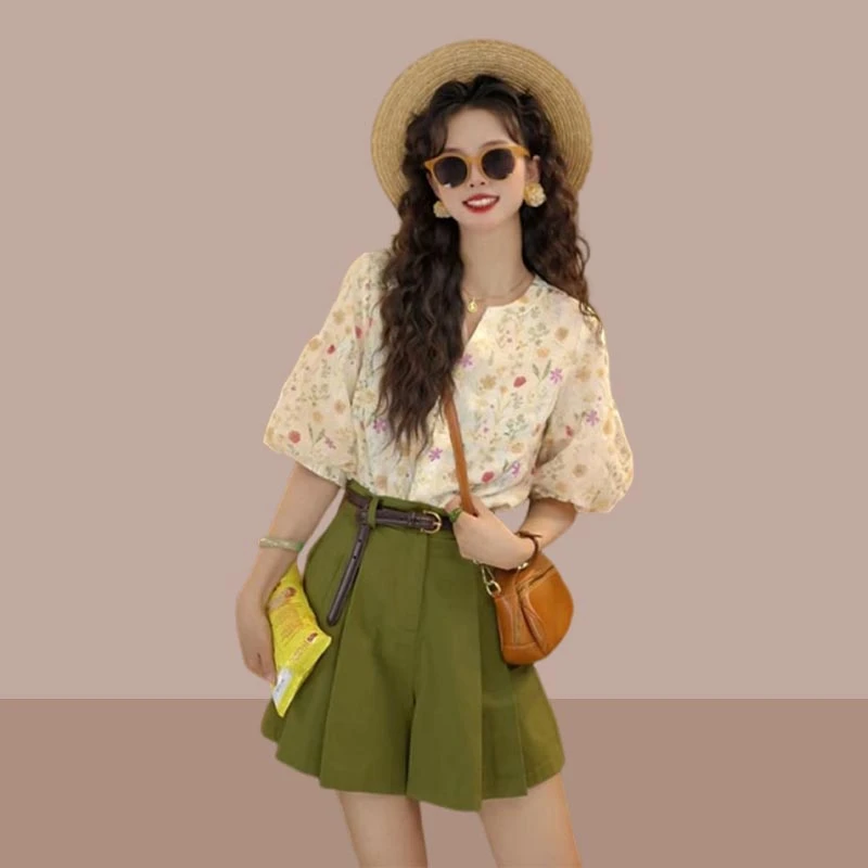两件套时尚套装衬衫休闲裤百搭慵懒风温柔2025年夏季新款女装洋气