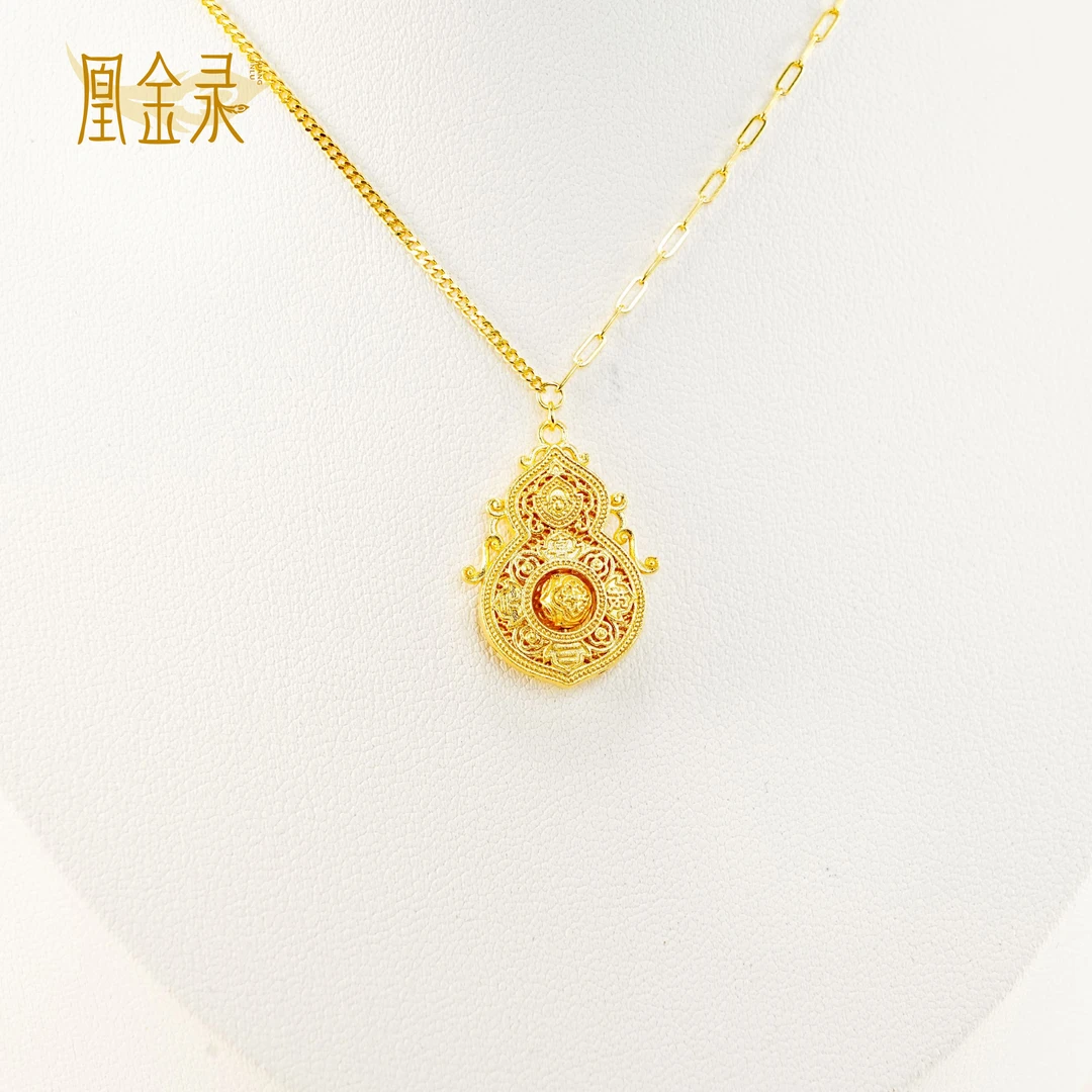 足金999 AB四美葫芦套链生日礼物黄金时尚传承经典复古黄金首饰