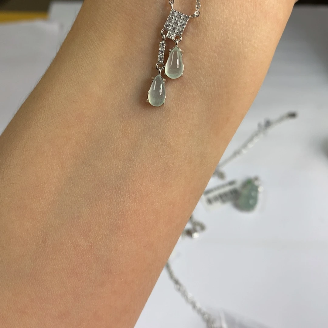 翡翠银S925镶嵌戒指项链