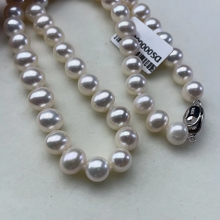 颈饰银S925镶嵌淡水珍珠卡9到10高品极光冷光毕业级