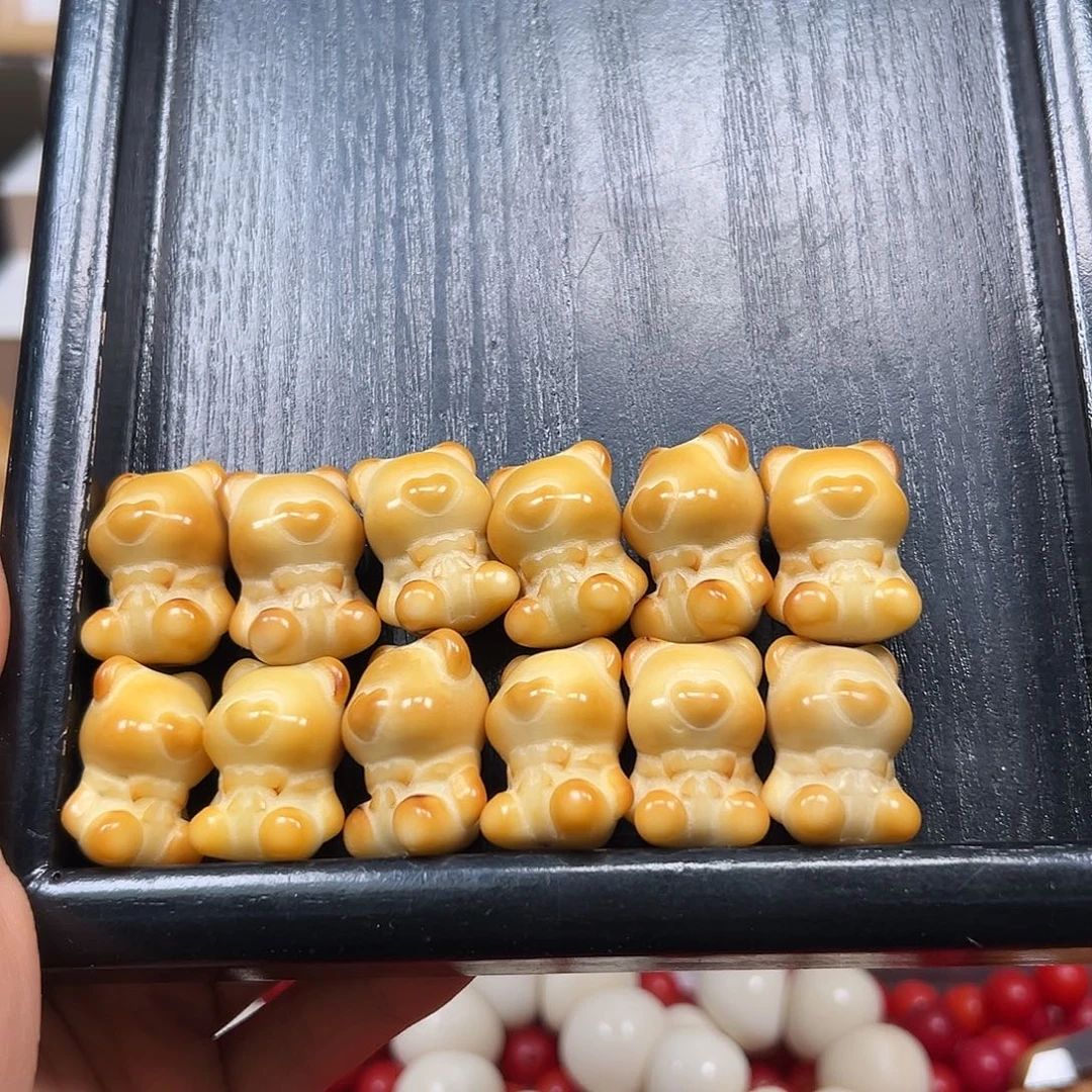 手串菩提根/象牙果瑕疵炭烤糖心爱心暴力熊12颗有裂