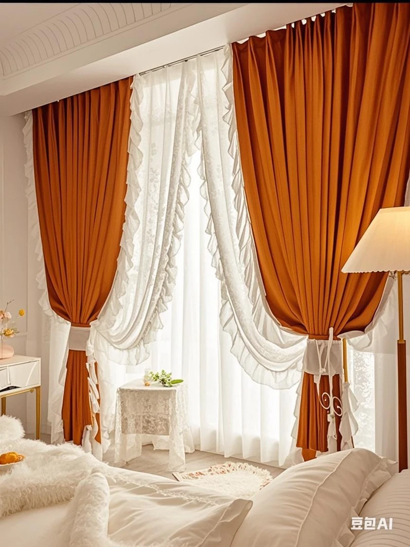 法式风格客厅卧室通用窗帘绒布貂绒，透光不投影恒力金刚砂