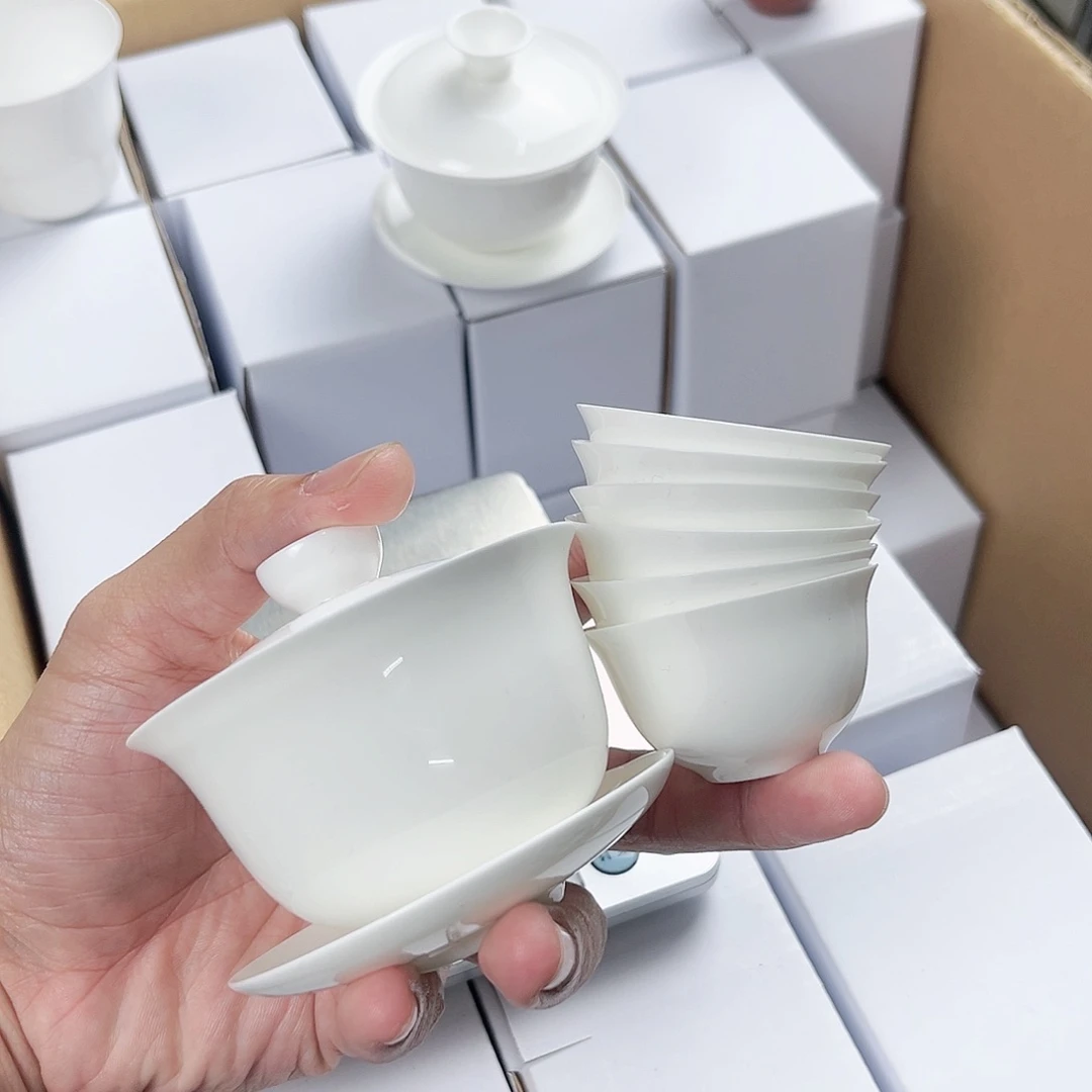【闪购商品】100+6玉兰个杯骨瓷超薄胎套装