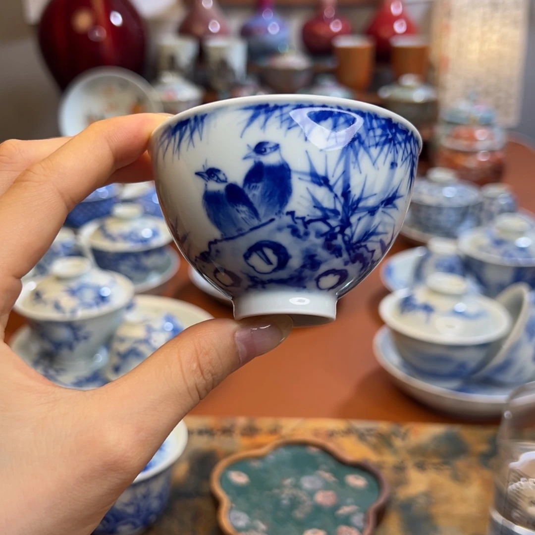 知冬煮雪手工手绘-竹林草堂茶具
