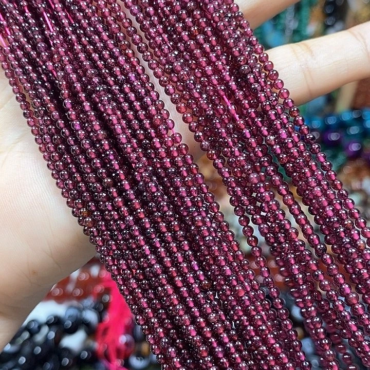 玛瑙/玉髓未镶嵌珠宝半成品放漏：天然石榴石卡2mm（3条）