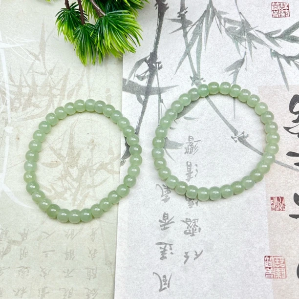 SJ40和田玉晴水手串5mm+多样性发其一