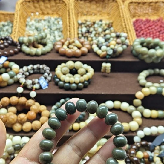 白玉菩提吊坠白玉菩提算盘珠12手串