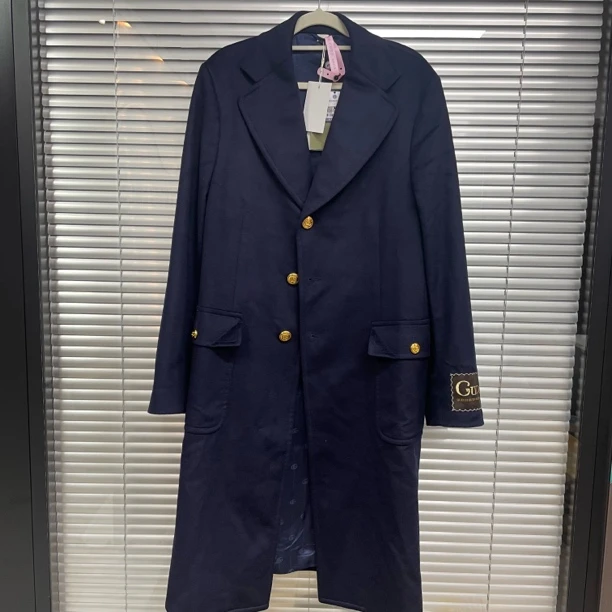 99新 GUCCI/古驰 藏蓝色长款大衣外套/46码/B01988