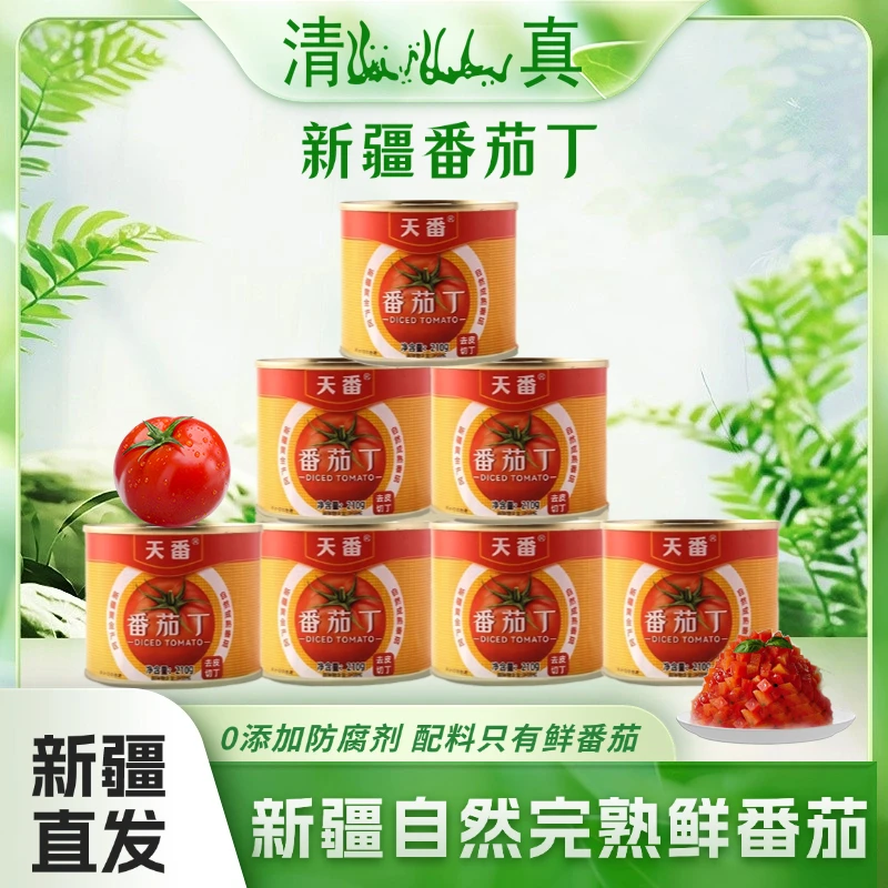 【新疆发货】天番2024年番茄丁罐头210g无添加健康速食调味爆款好物