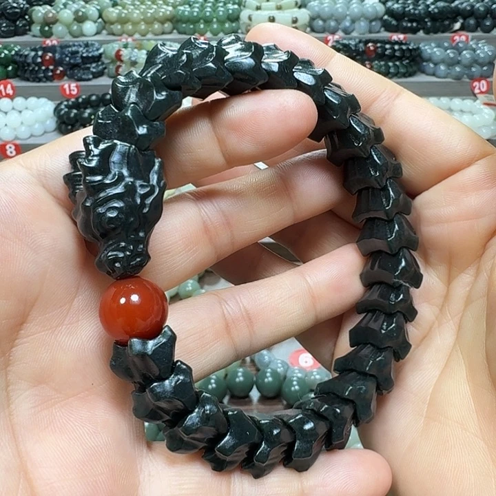 未镶嵌手链和田玉新疆黑青龙骨