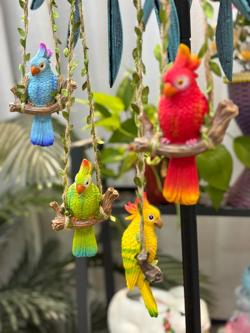 小树的花园鹦鹉秋千庭院阳台花园户外松弛感悬挂动物吊件树脂挂件