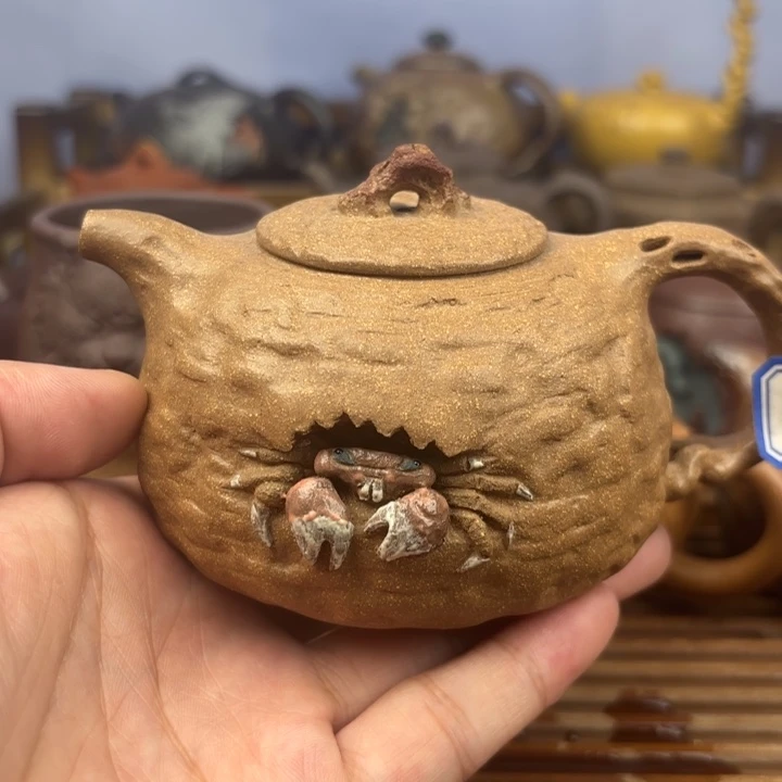 茶壶紫砂螃蟹供春老段泥220c