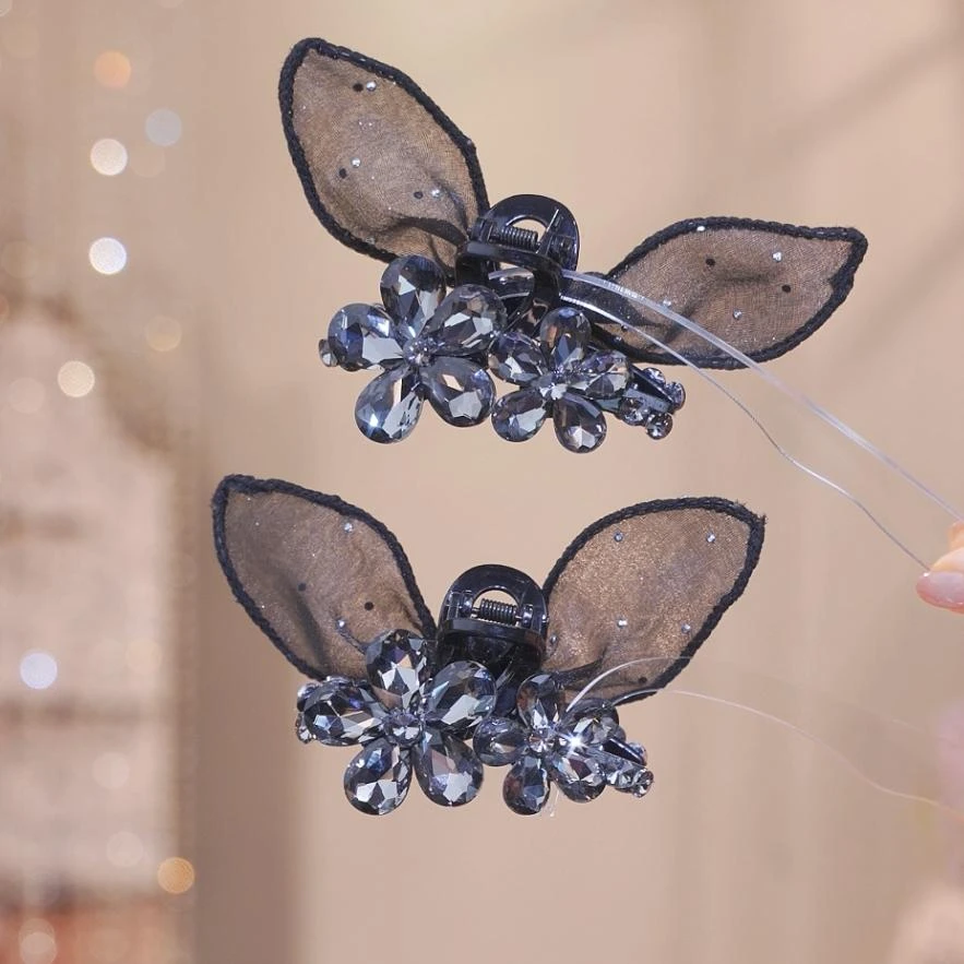 J【兔耳刘海夹】夏季新款原创设计师款式薄纱兔耳夹碎发刘海夹2601