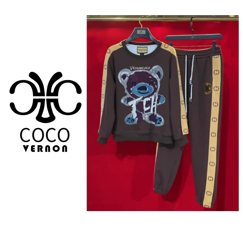 【VERNON COCO】Y10秋冬圆领满钻小熊休闲运动套装VN771