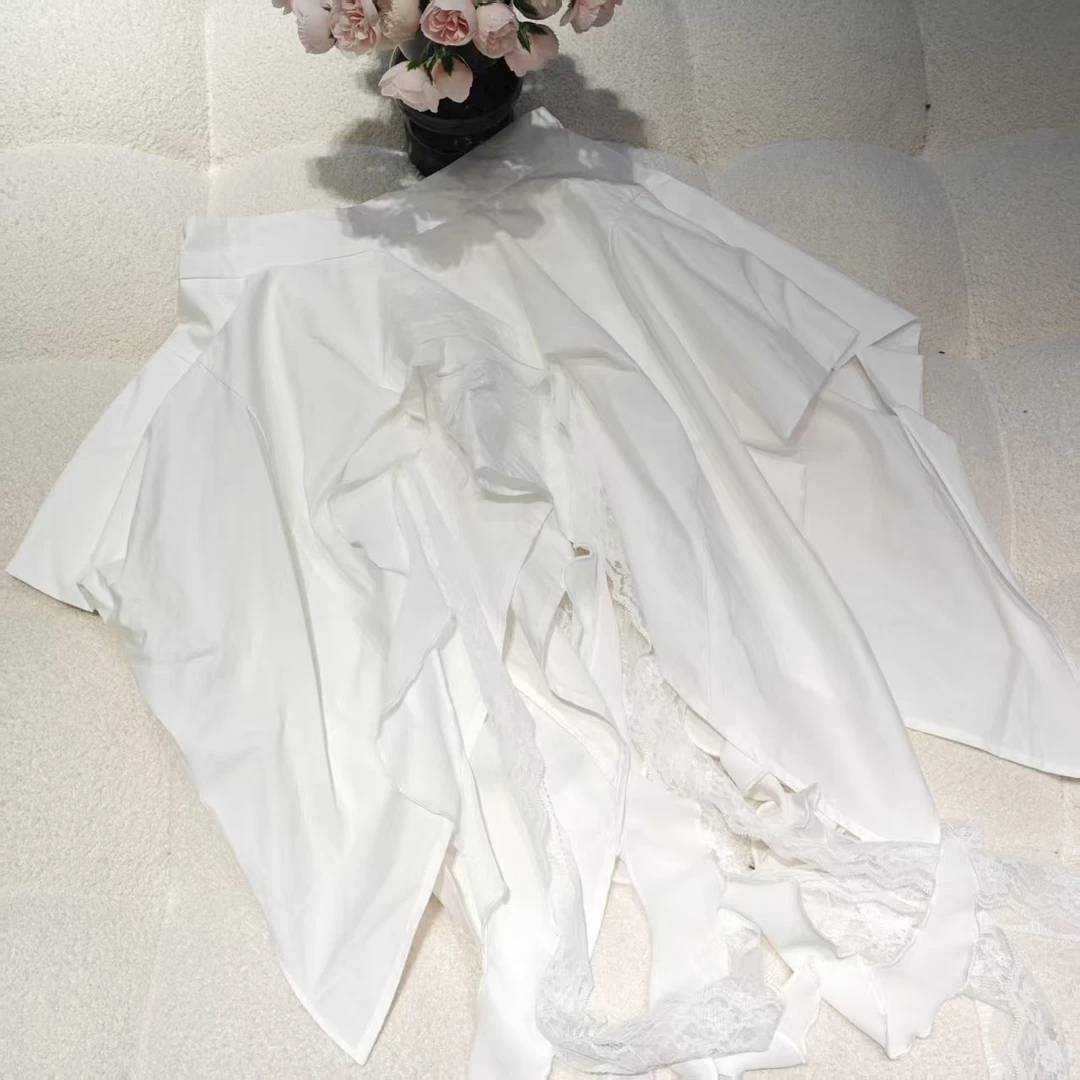 韩系不规则蕾丝拼接半身裙5324