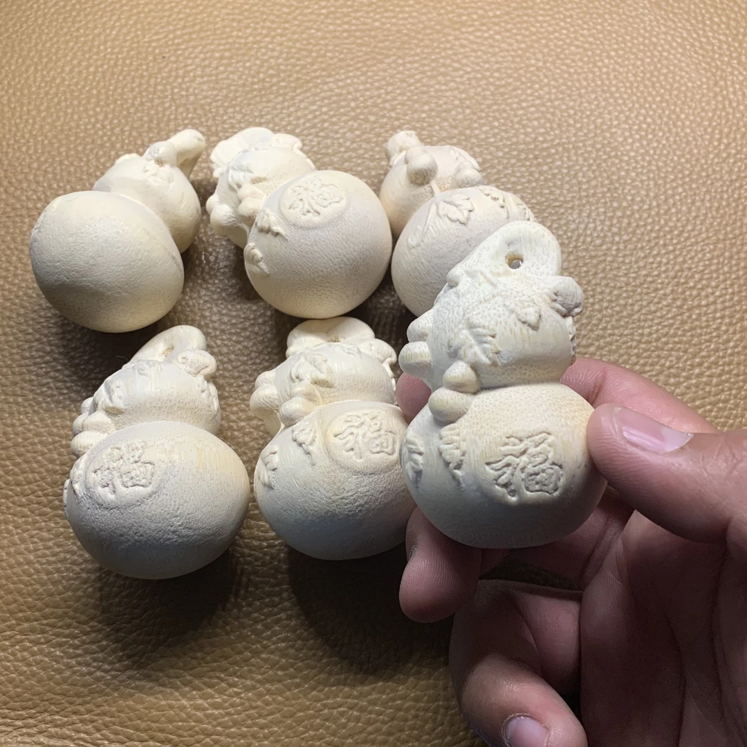 B26 实心玉竹雕刻福葫芦福禄