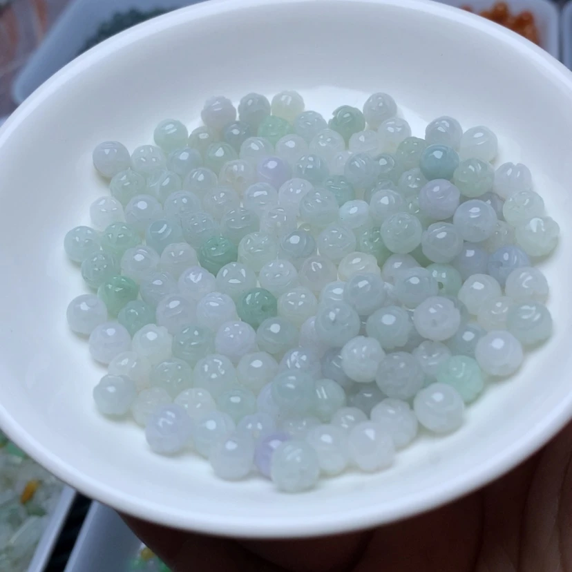 【闪购商品】未镶嵌手链翡翠卡6.3冰莲花珠33颗