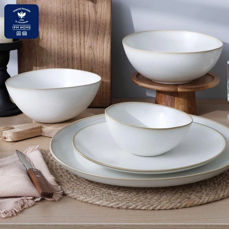 IPM HOME俄皇沙浪Ripple系列北欧风轻奢家用陶瓷餐具乔迁一二人食