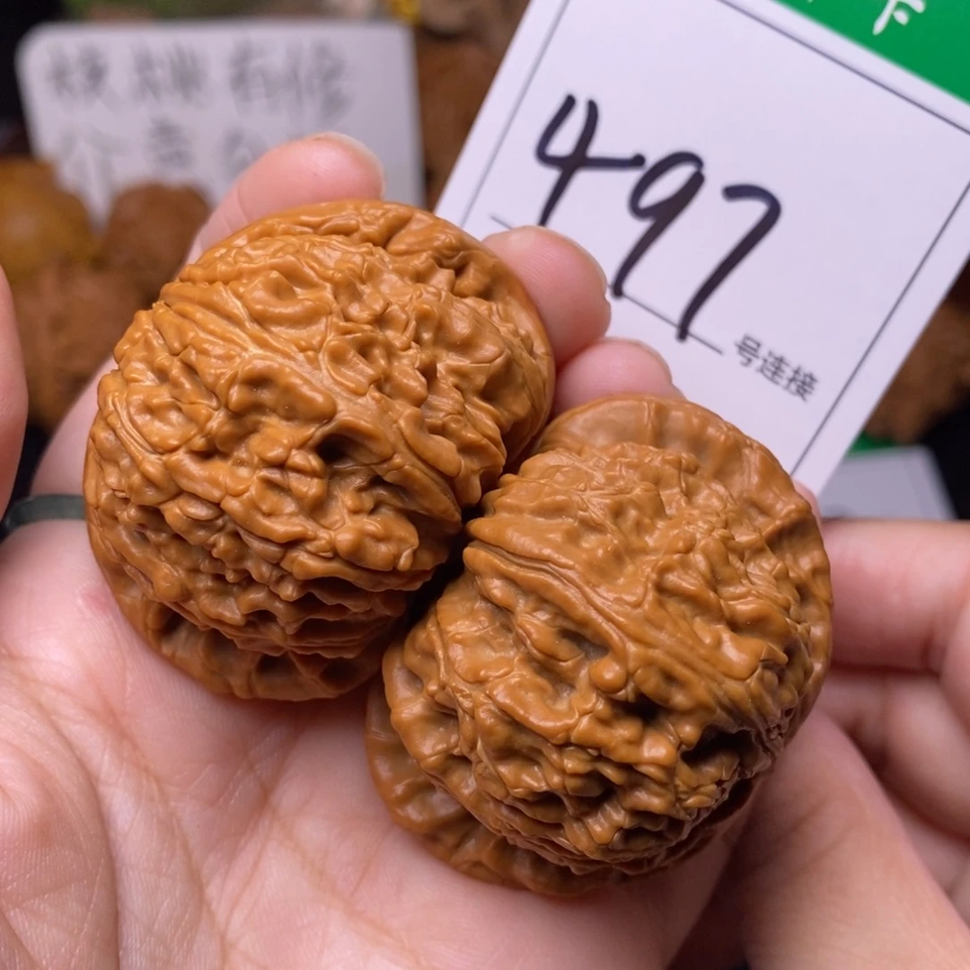 把件文玩核桃497闷尖球白狮子头4.7