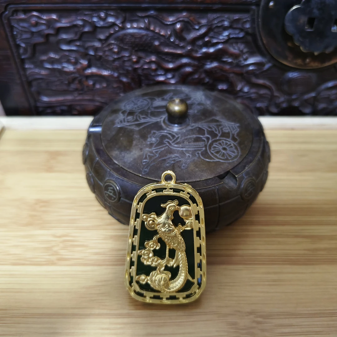 家居饰品现代工艺品DZ04精美摆件当代复古摆件精雕凤凰镶嵌吊坠
