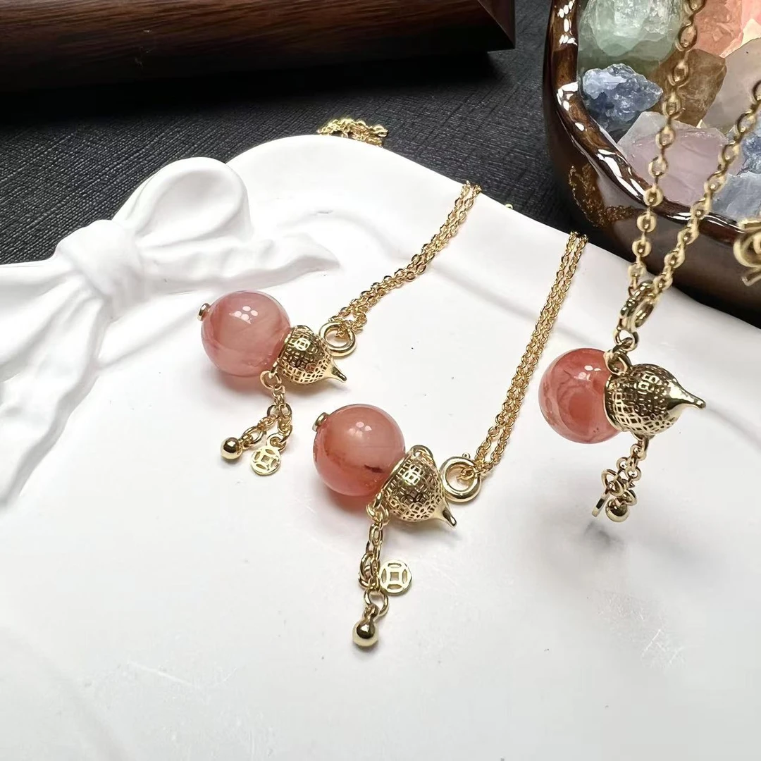 A389天然南红玛瑙圆珠葫芦设计款流苏吊坠提溜【多样性发其一】