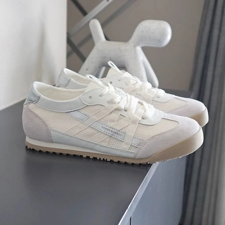 T628网面德训鞋女2025春夏新款圆头舒适百搭休闲运动阿甘鞋潮