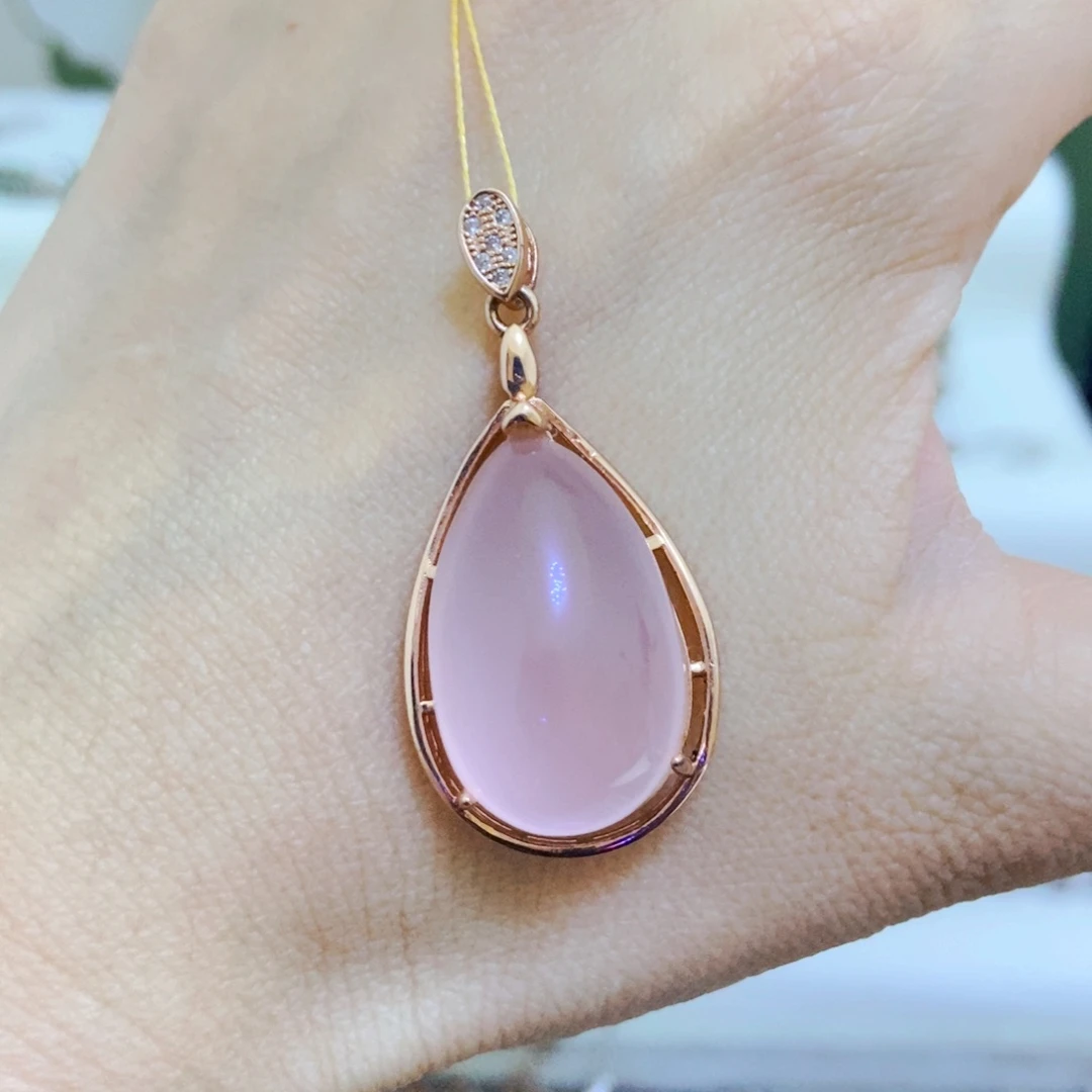 吊坠(赠链)银S925镶嵌芙蓉石