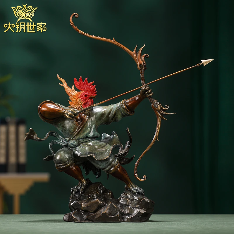 大铜世家【开工大吉】黄铜公鸡摆件家居玄关客厅酒柜商务开业铜摆件