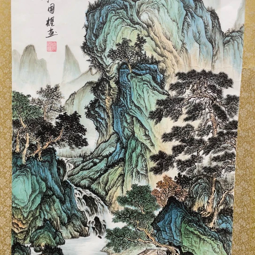 国画手绘带装裱和运险w